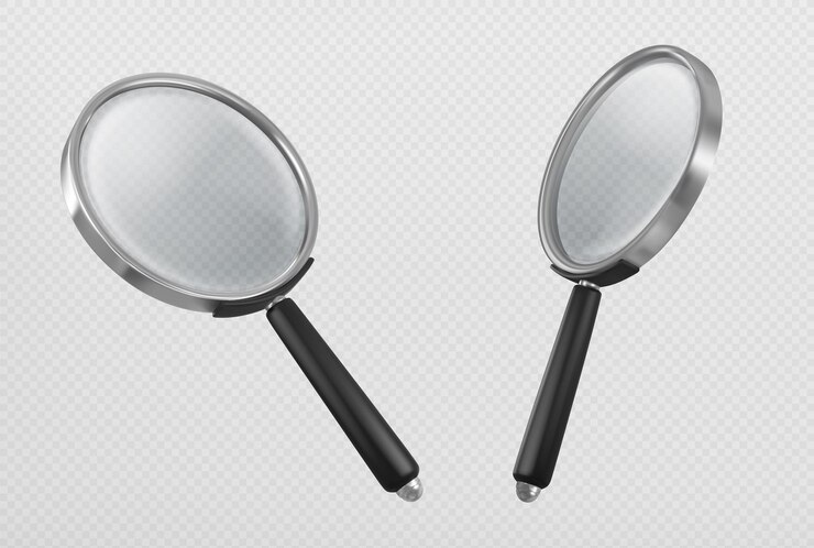 Vecteur gratuit magnifier la loupe sous différents angles de vue