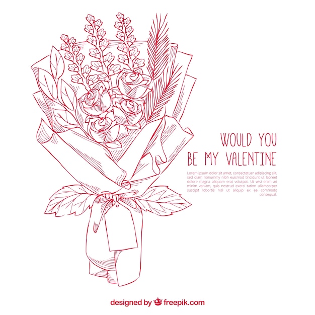 Vecteur gratuit magnifique bouquet dessiné à la main pour saint valentin