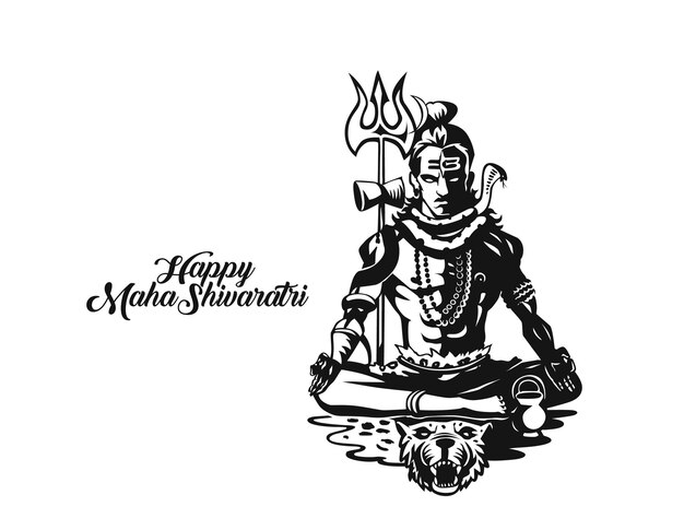 Maha Shivratri - Happy Nag Panchami Lord shiva - Affiche, illustration vectorielle de croquis dessinés à la main.