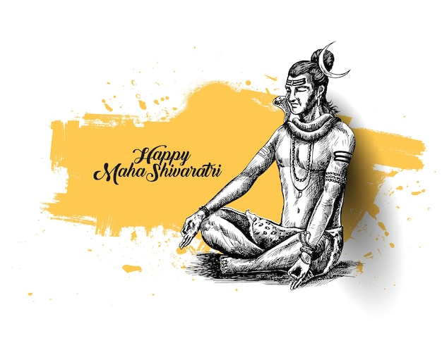 Maha Shivratri - Happy Nag Panchami Lord shiva - Affiche, illustration vectorielle de croquis dessinés à la main.