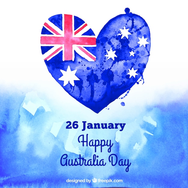 Vecteur gratuit main coeur peint de l'australie day background