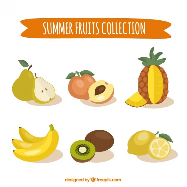 Main Collection De Fruits D'été Dessinée