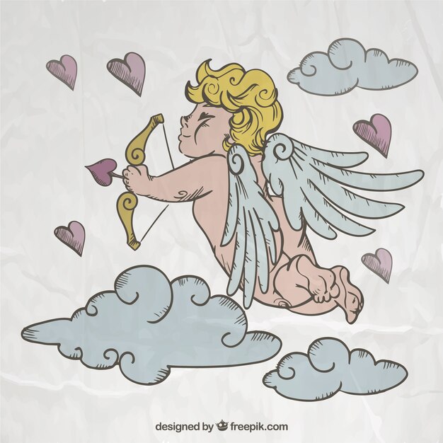 Vecteur gratuit main cupidon dessinée