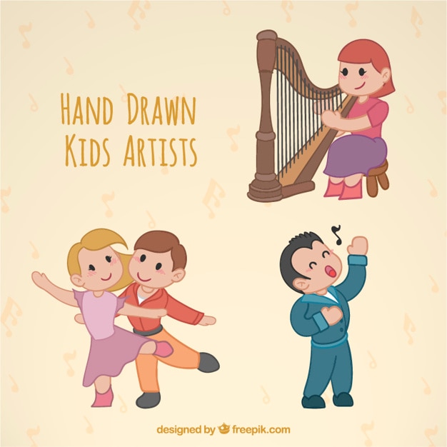 Vecteur gratuit main dessiné beaux enfants artistiques