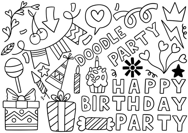 Cupcake Party Doodle Motif Transparent Colore Vecteur Gratuite