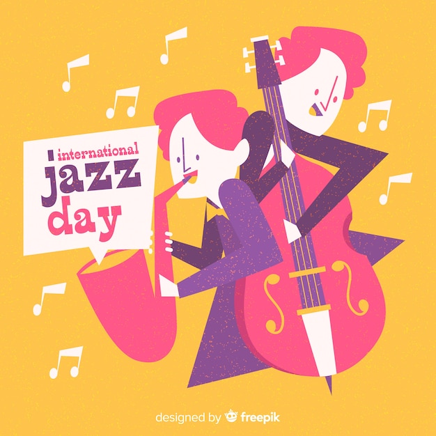 Vecteur gratuit main dessinée fond de journée internationale de jazz