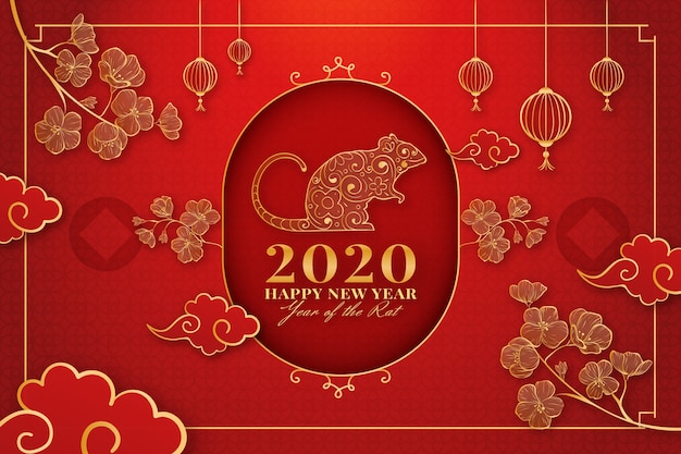 Vecteur gratuit main dessinée nouvel an chinois