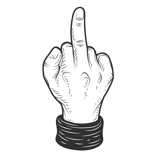 Main Dessinée Réaliste Avec Symbole Fuck You