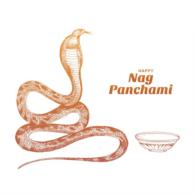 Main dessiner la conception de cartes de croquis de nag panchami