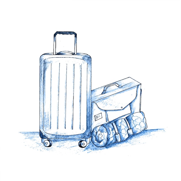 Vecteur gratuit main dessiner la conception de croquis de bagages de voyage