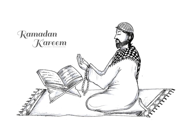 Main dessiner la conception de croquis de ramadan kareem ou ramazan mubarak