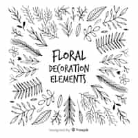 Vecteur gratuit main dessiner des éléments de décoration florale