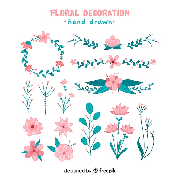 Main Dessiner Des éléments De Décoration Florale