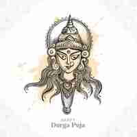 Vecteur gratuit main dessiner happy durga puja festival fond de croquis de vacances indiennes