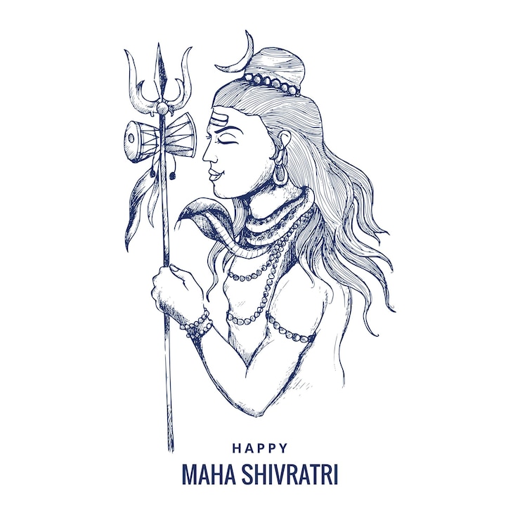 Vecteur gratuit main dessiner hindou maha shivratri fond de carte de fête hindoue religieuse
