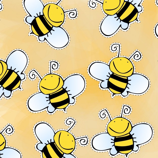 Vecteur gratuit main doodle dessiné abeille fond