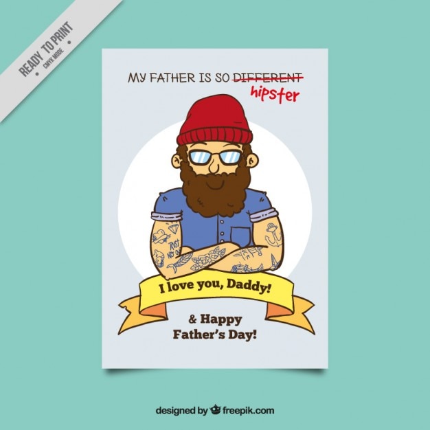Vecteur gratuit main hippie dessinée carte de père
