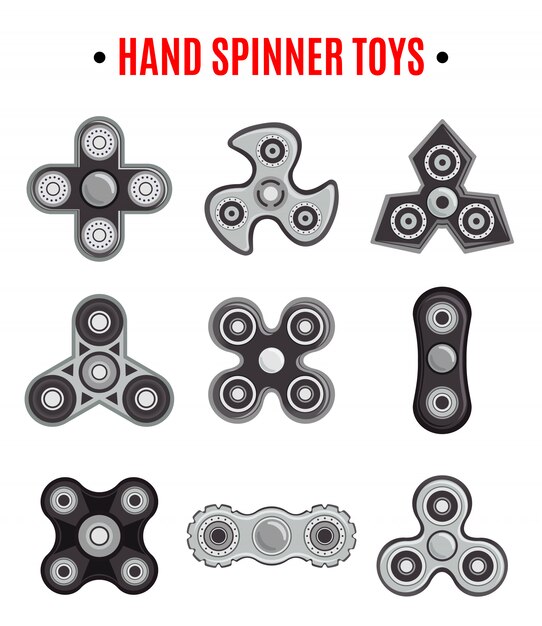 Main Spinner Black Icons Set