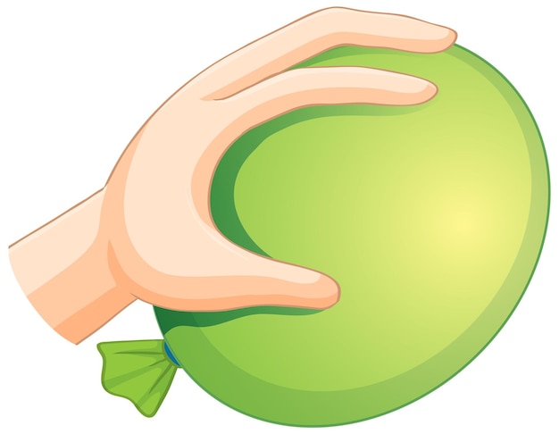 Vecteur gratuit une main tenant un ballon vert isolé sur fond blanc