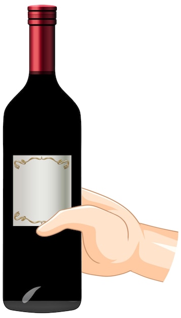 Vecteur gratuit main tenant une bouteille de vin