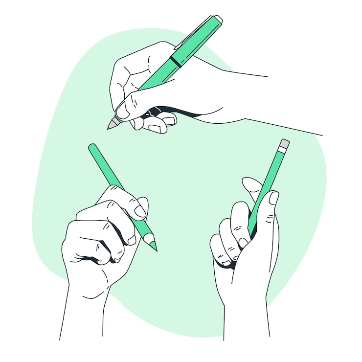 Vecteur gratuit main tenant l'illustration de concept de stylo
