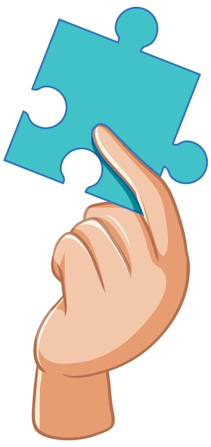 Vecteur gratuit main tenant un morceau de puzzle