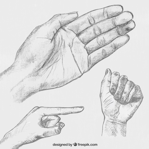 Mains dessinés à la main posant