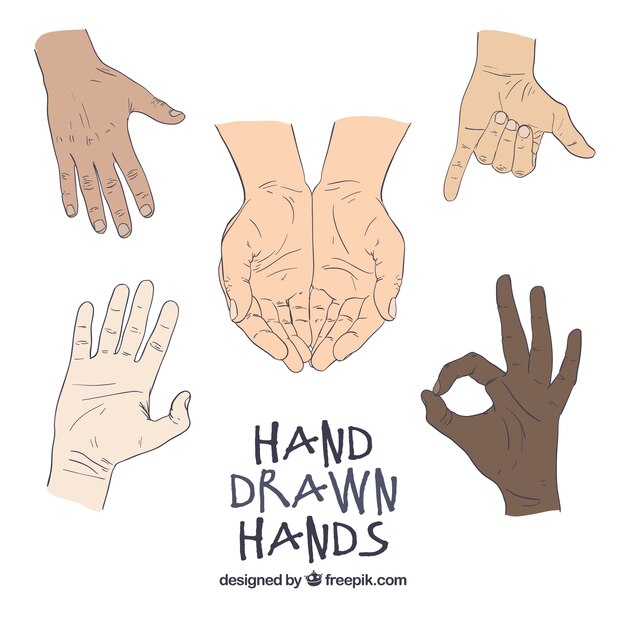 Mains dessinés à la main