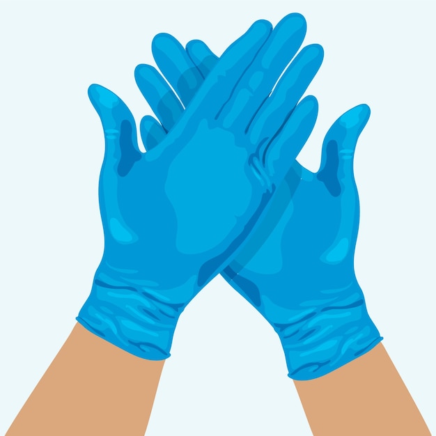 Vecteur gratuit mains portant des gants médicaux