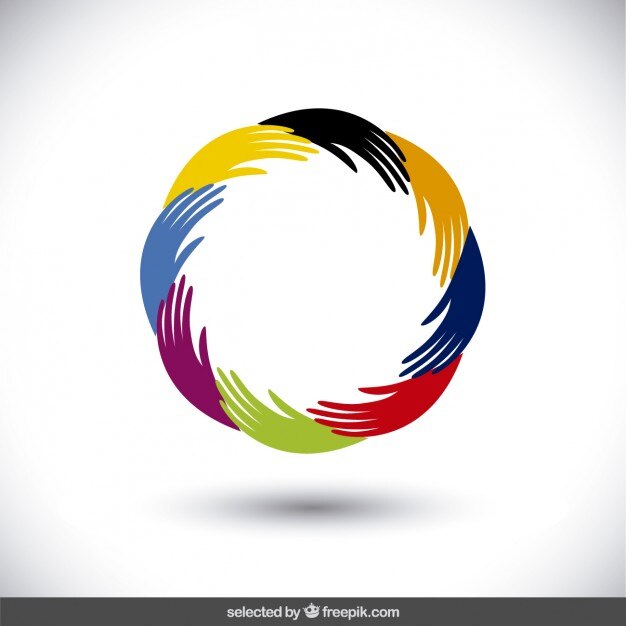Vecteur gratuit mains silhouettes mises en forme circulaire