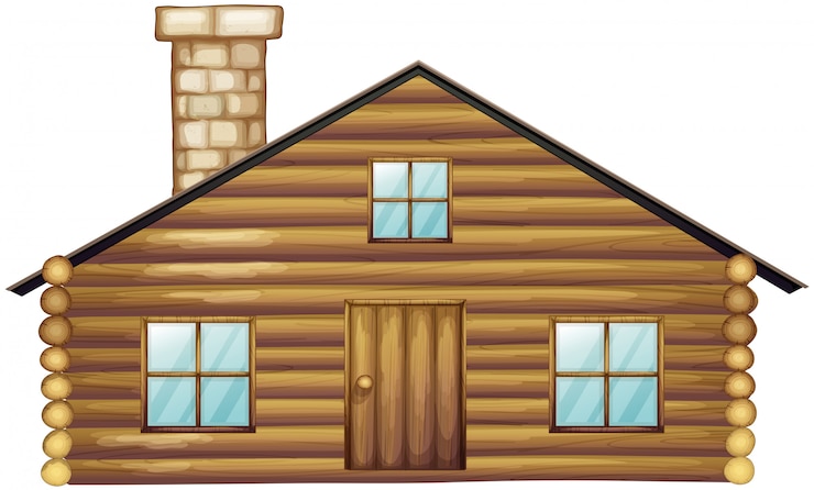 Vecteur gratuit maison en bois avec cheminée