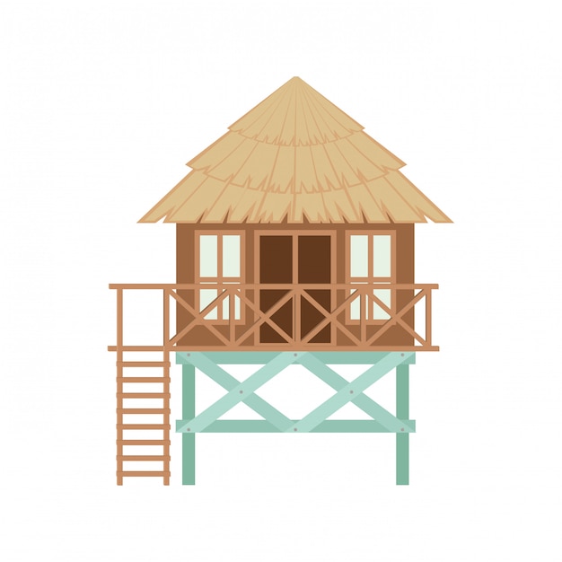 Vecteur gratuit maison en bois sur la plage