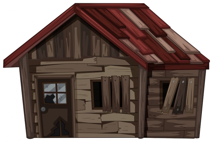 Vecteur gratuit maison en bois avec très mauvais état