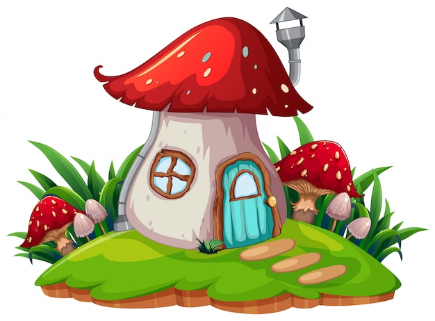 Vecteur gratuit une maison de champignons fantaisie