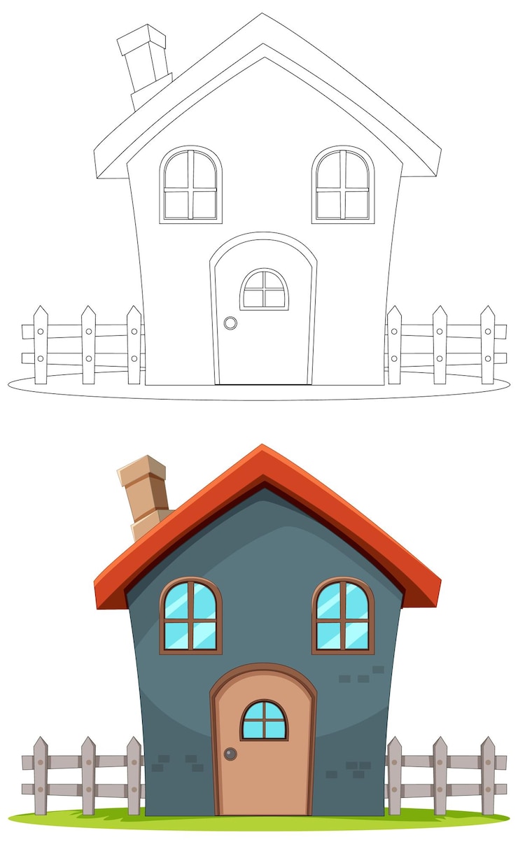 Vecteur gratuit une maison confortable avant et après l'illustration
