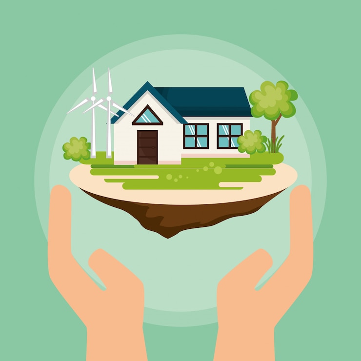 Vecteur gratuit maison avec enregistrer les icônes du monde