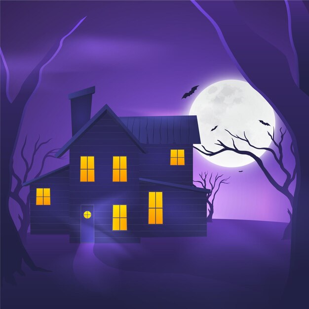 Maison d'halloween au design réaliste