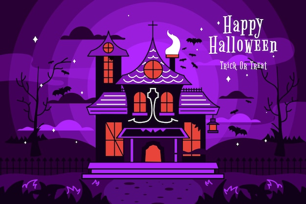 Maison d'halloween design plat illustration