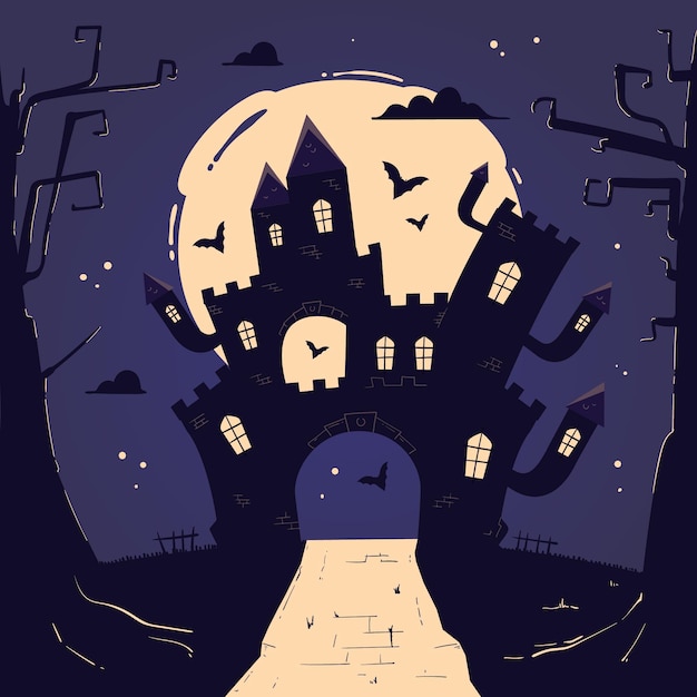 Vecteur gratuit maison d'halloween dessinée à la main