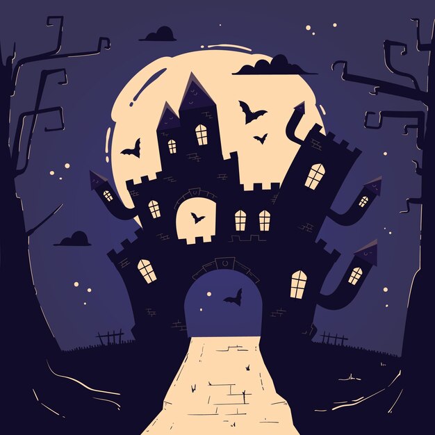 Maison d'halloween dessinée à la main