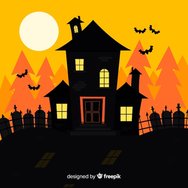 Maison hantée d&#39;halloween dessiné à la main