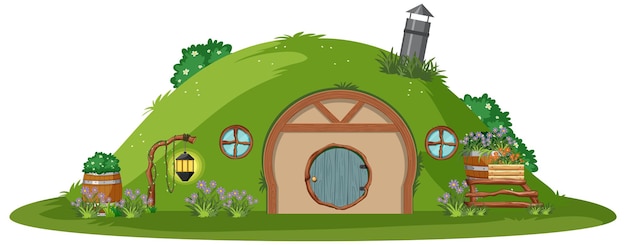 Vecteur gratuit maison de hobbit isolé sur fond blanc