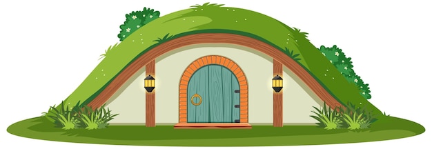 Vecteur gratuit maison de hobbit isolé sur fond blanc