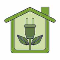 Vecteur gratuit maison avec icône de prise d'énergie écologique