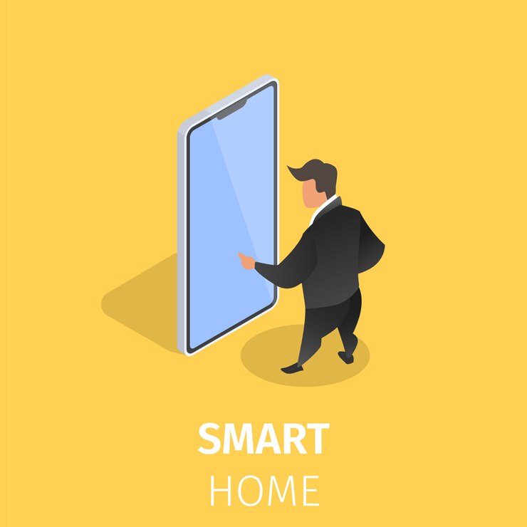 Vecteur gratuit maison intelligente contrôlée avec un smartphone