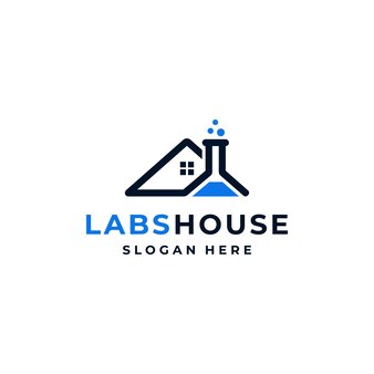 Maison maison avec lab tube laboratoire logo design inspiration