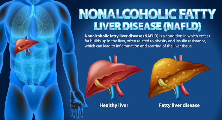 Vecteur gratuit maladie du foie gras non alcoolique nafld