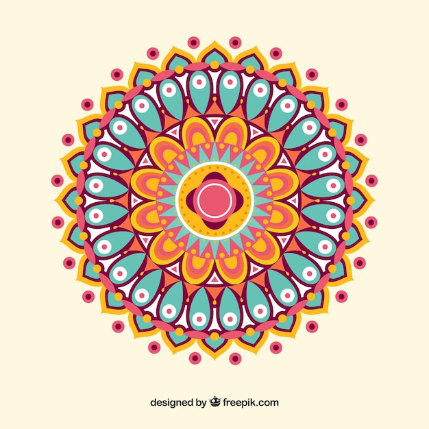 Mandala coloré dans un style plat
