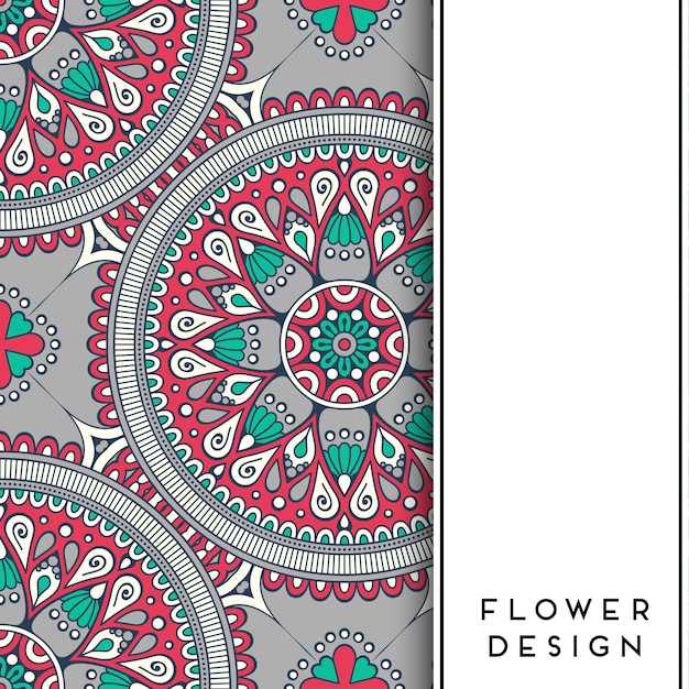 Mandala Floral Vert Et Rouge