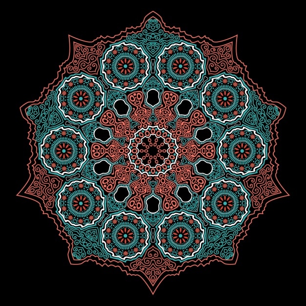 Vecteur gratuit mandala rouge et bleu